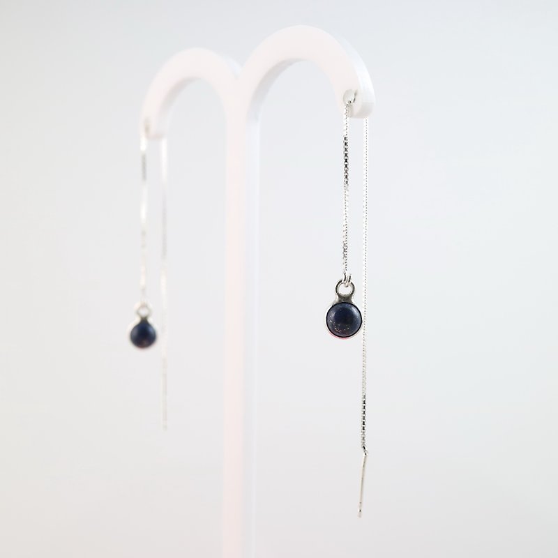 [ColorDay] lapis lazuli silver earrings ear chain <Lapis Lazuli Silver Earring> - ต่างหู - เครื่องเพชรพลอย สีน้ำเงิน