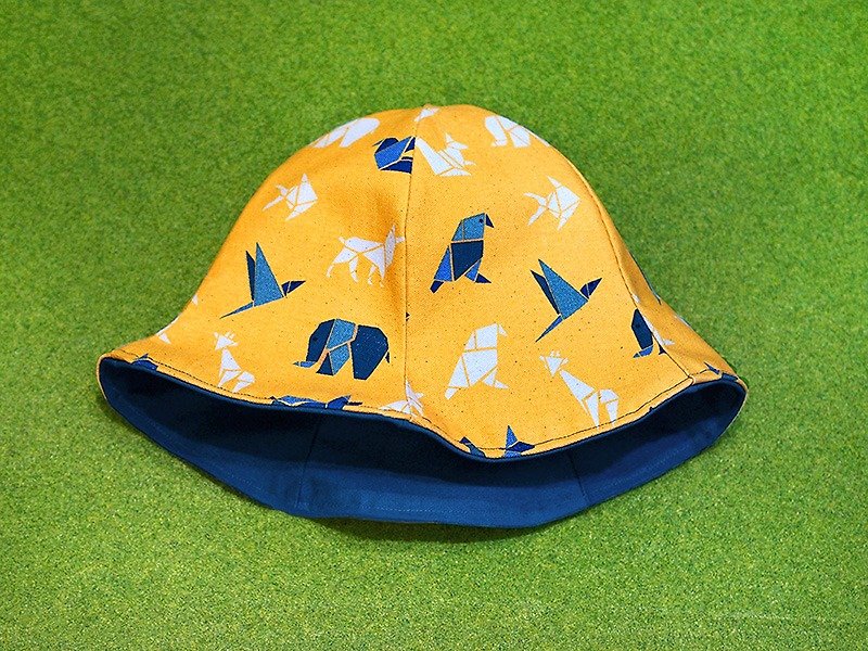 Calf Calf Village Village sided handmade hat cap visor {} secret Lunasika ⊿ geometric animal mango [H-135] - Hats & Caps - Other Materials Yellow