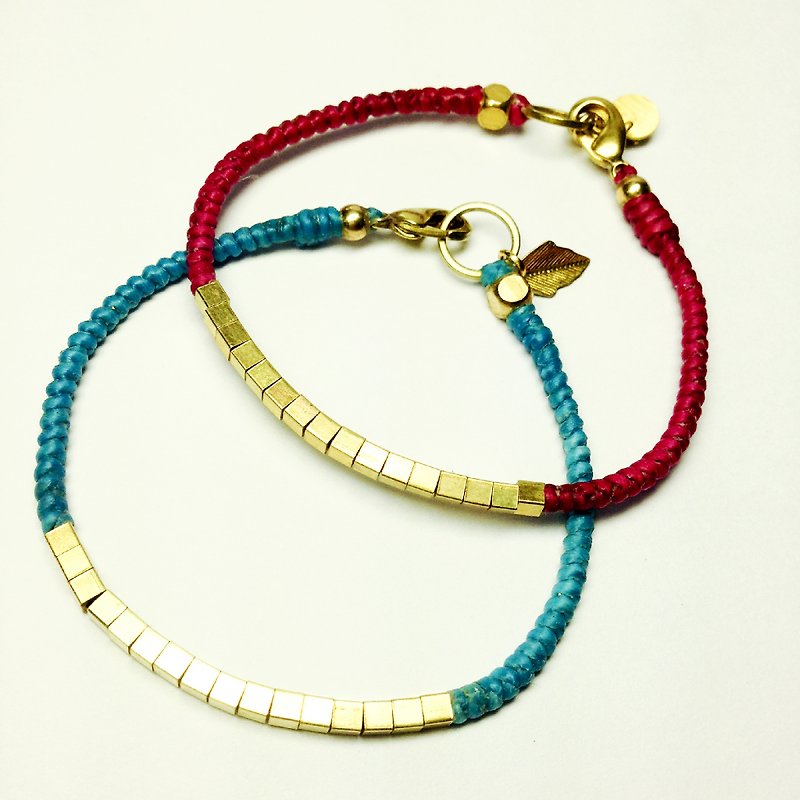Great BRIC dream ~ ~ the Simple light color series ◆ Sugar Nok ◆ Wax Bronze wire Bracelet - สร้อยข้อมือ - โลหะ สีน้ำเงิน
