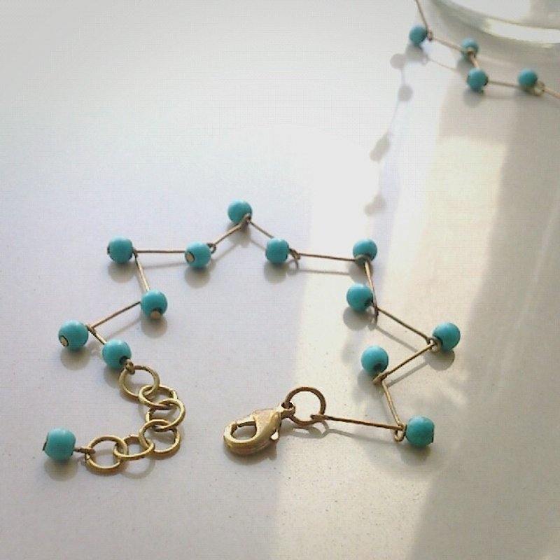 Fruit trees WoodのMika ~ ~ series Bronze turquoise Stone bracelet Komatsu - Bracelets - Other Materials Blue
