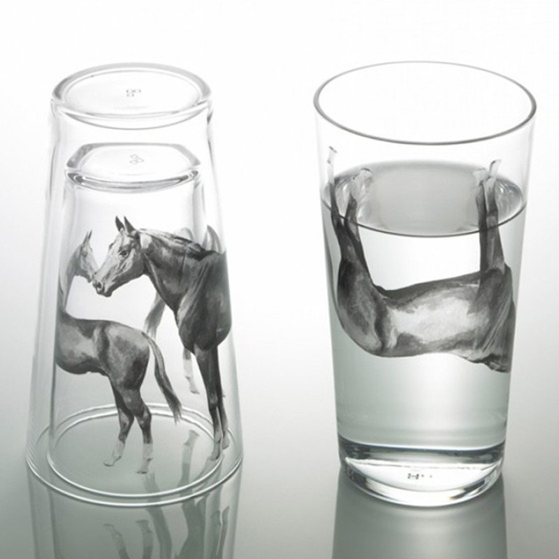 (One pair price) together [MSA] D-Bros Department of Zoology GLASS "Live together!" Horse horse glass engraving glass group glass lettering horse Horse 12 zodiac couple a wedding gift - แก้วไวน์ - แก้ว สีเทา