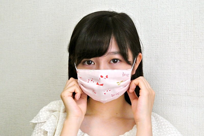 handmade mask Glitter Ribbon - マスク - コットン・麻 ホワイト