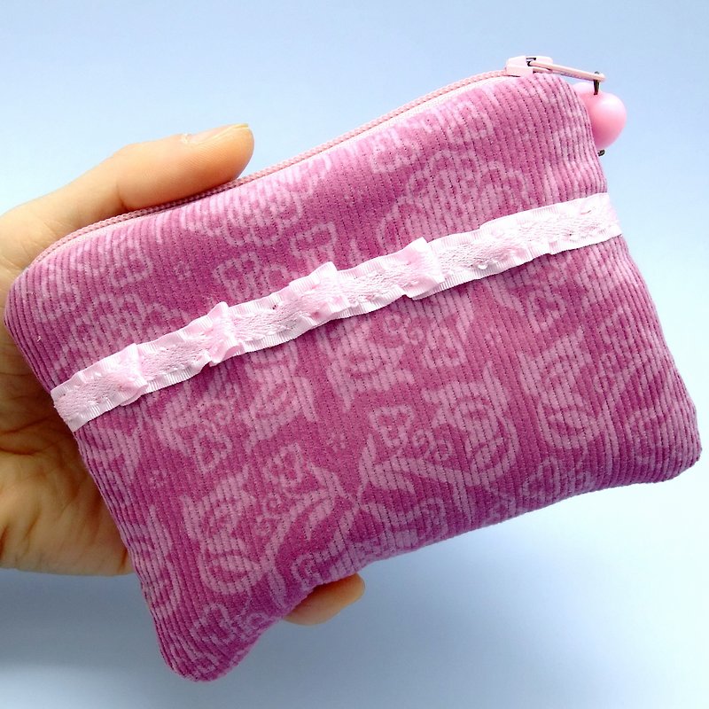 Zipper pouch / coin purse (padded) (ZS-13) - Coin Purses - Cotton & Hemp Pink