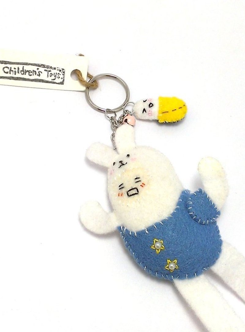 Variable capsules White Rabbit Keychain (Blue) - Charms - Other Materials Blue