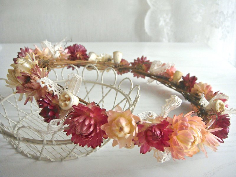 Masako dried flower wreath wedding outdoor photo props - ตกแต่งต้นไม้ - พืช/ดอกไม้ สึชมพู