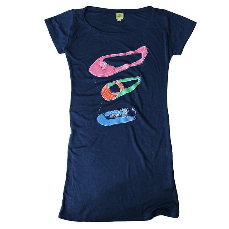 3 Shoes Illustration T-shirt Ladies Free Tcollector - Women's T-Shirts - Cotton & Hemp Blue
