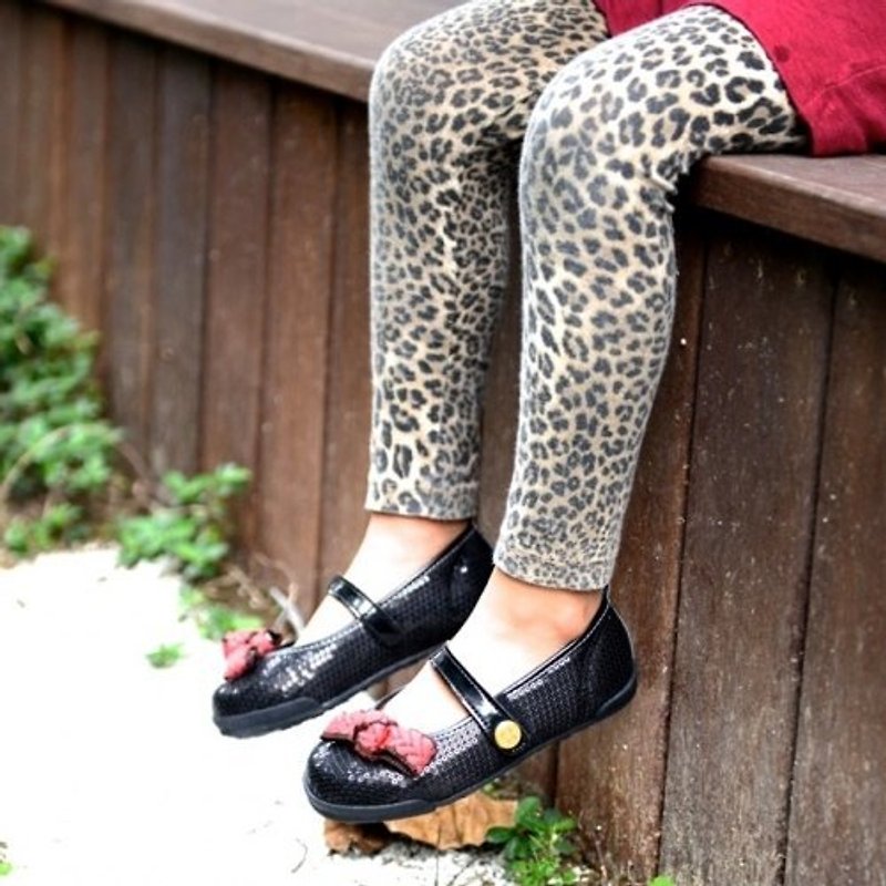 オードリーブラックピースピンクの弓の人形の靴（ゼロヤード特別、リターンだけを受け入れます） - キッズシューズ - その他の素材 ブラック