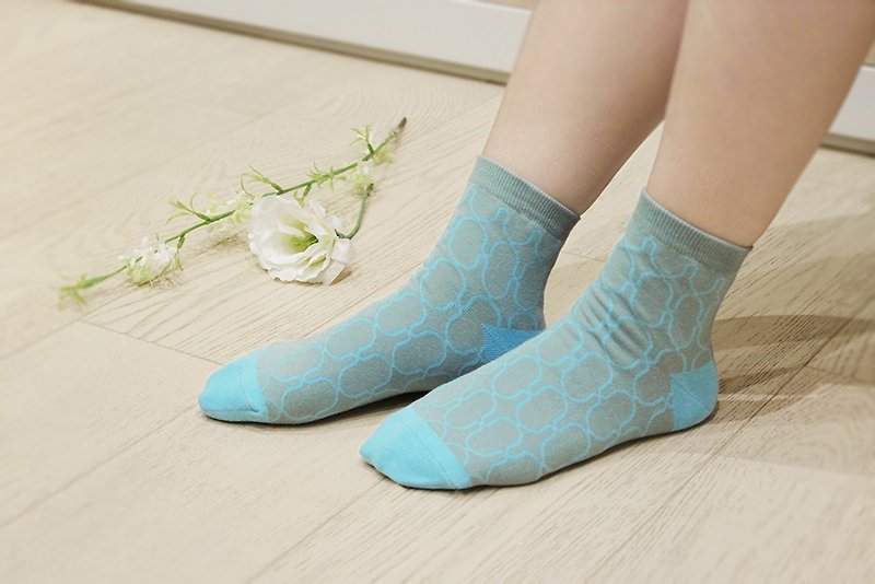 Print thick socks / iron window 2 / gray blue - Socks - Other Materials 