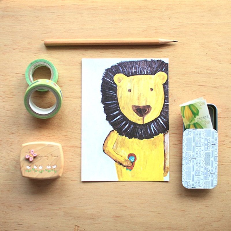 Postcard∣ Big-headed lion - Cards & Postcards - Paper Gold