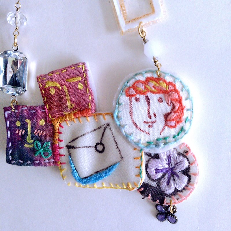 A hand-painted necklace email - Necklaces - Thread Multicolor