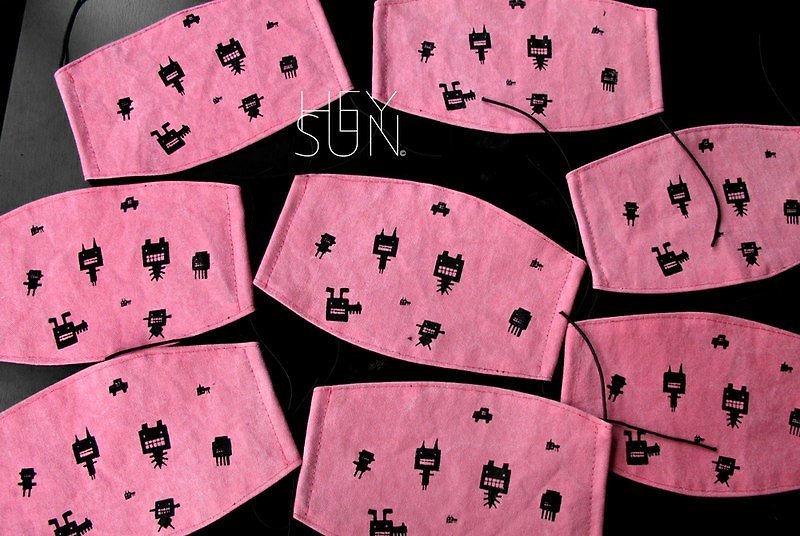 【M0245】HEY SUN獨立手作品牌‧小小細菌孳生粉色水洗口罩 - ผ้าปิดตา - วัสดุอื่นๆ สึชมพู