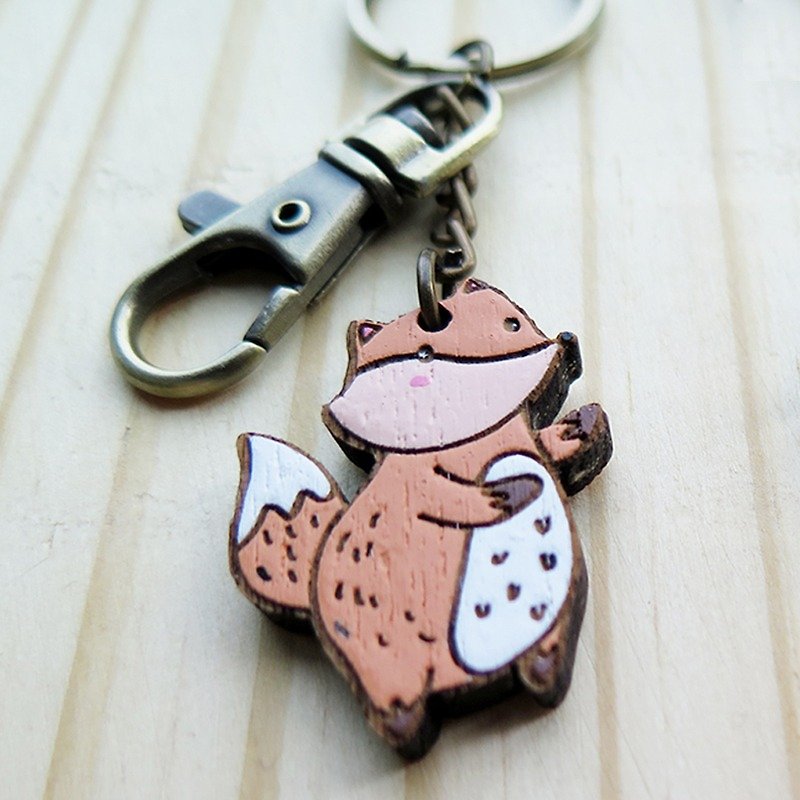 Wooden keyring fox - Keychains - Wood Multicolor