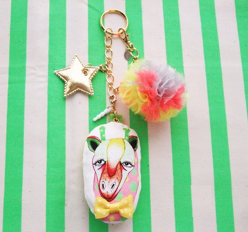 動物包包吊飾 ☆ 長頸鹿 / animal 2way bag charm - 鑰匙圈/鑰匙包 - 其他材質 粉紅色