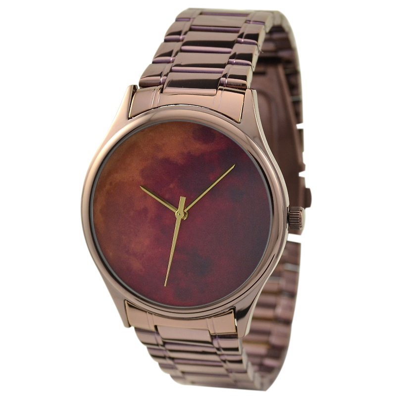 月球手錶 (啡色) 配鋼帶 - 女裝錶 - 其他金屬 咖啡色