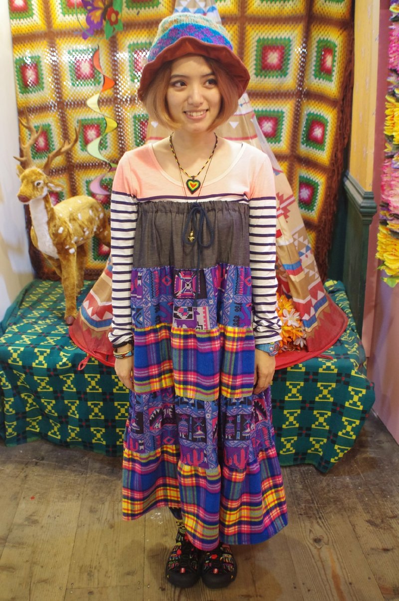 ✿saibaba ethnique 自創品牌 // 圖騰無肩式洋裝 / 裙子 兩用✿ - One Piece Dresses - Cotton & Hemp Multicolor