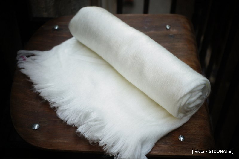 Vista [knowledge], South America, hand-made alpaca shawl (2014 single one) - ผ้าพันคอ - วัสดุอื่นๆ ขาว