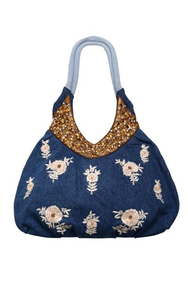 Girly Glamour Denim Embroidery Shoulder Bag - Messenger Bags & Sling Bags - Cotton & Hemp 