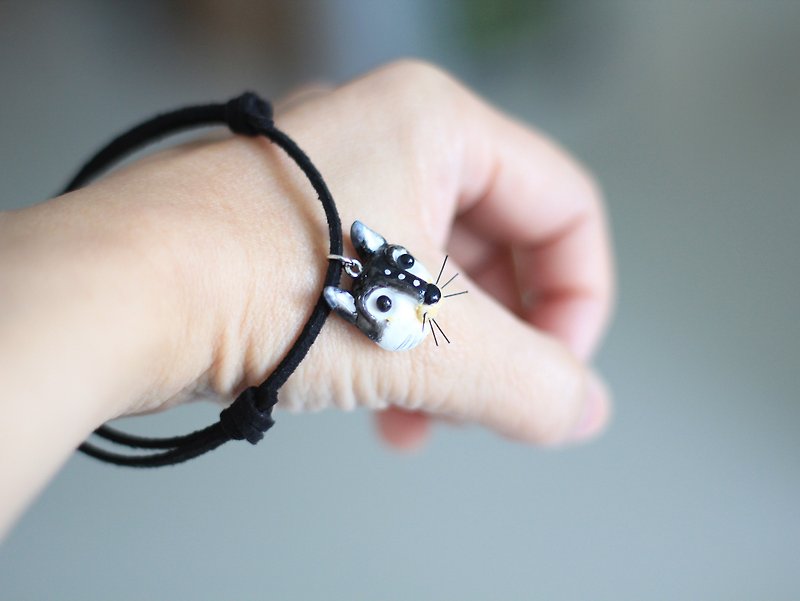 PearlCatCat // Black cat bracelet - Animal bracelet - สร้อยข้อมือ - วัสดุอื่นๆ 