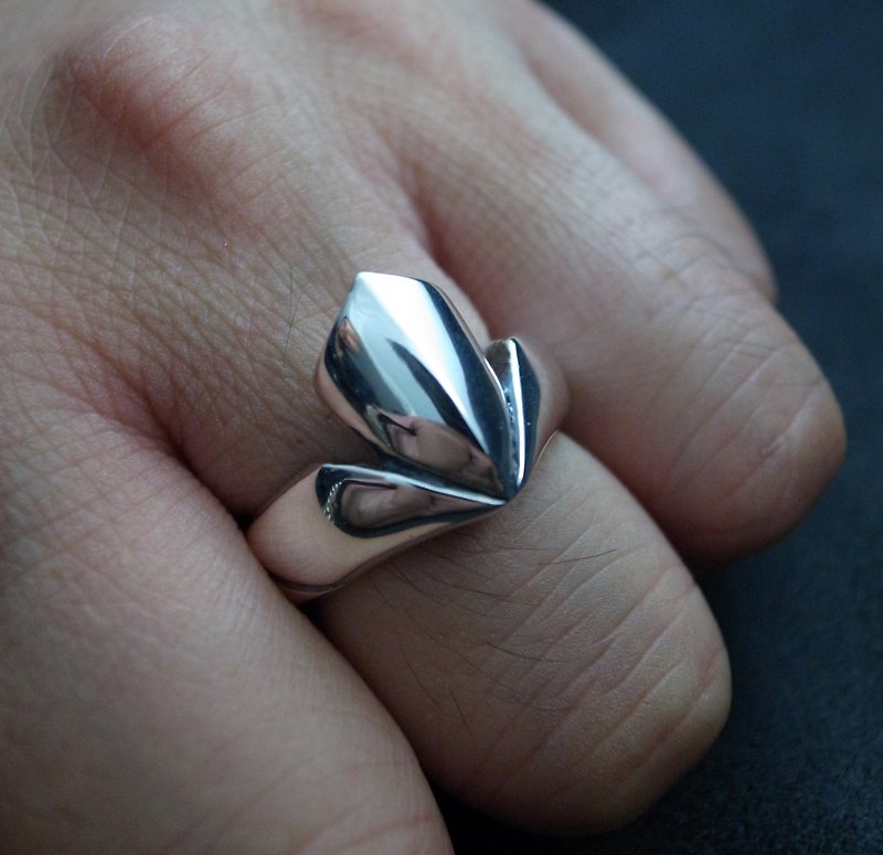 [Victory V-shaped ring] (925 sterling silver/championship/trophy/matching ring/tail ring) - แหวนทั่วไป - เงินแท้ สีเงิน