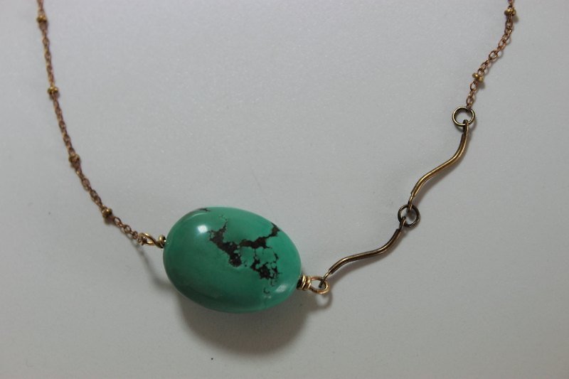 Natural Turquoise Necklace - สร้อยคอ - เครื่องเพชรพลอย สีเขียว