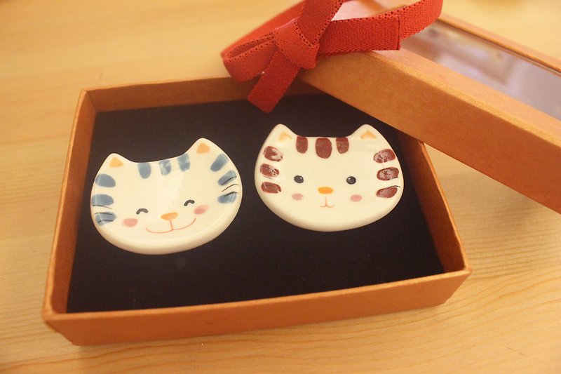 Tabby cat lover ~ chopsticks holder set wedding ♡ little things ♡ - Pottery & Ceramics - Other Materials Multicolor
