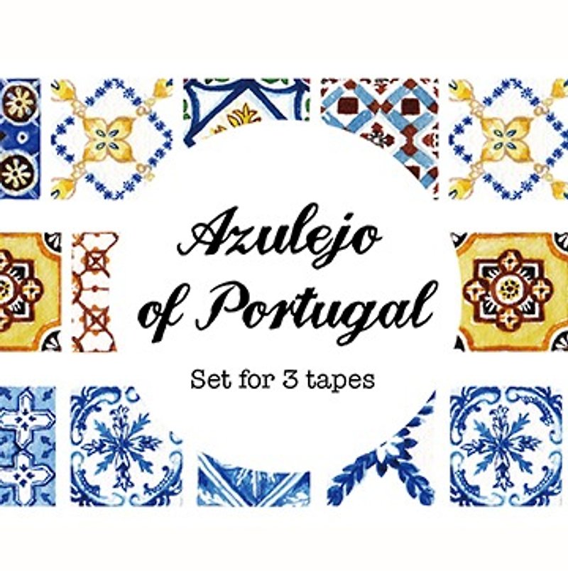 Portuguese tiles paper tape # {three} a group - มาสกิ้งเทป - กระดาษ 