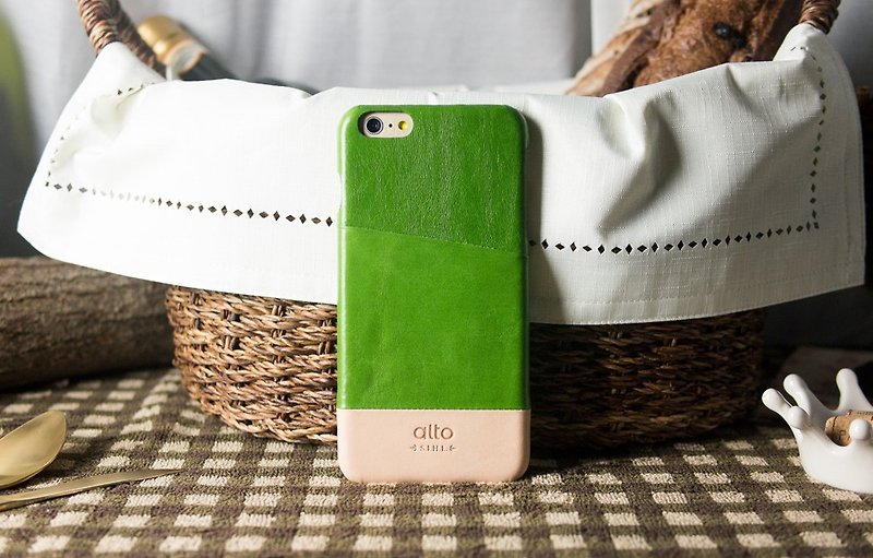 alto iPhone 6 4.7-inch leather phone case back cover, Metro - grass-green / gray [customizable mine eagle, the need to add the purchase] - เคส/ซองมือถือ - หนังแท้ สีเขียว