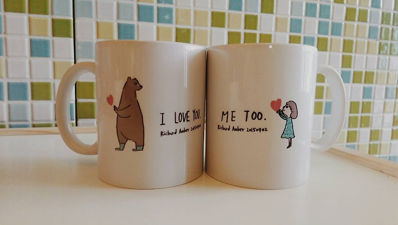 "Who told you worth it" Xiu let's bear the first couple mug (two into a group) - อื่นๆ - เครื่องลายคราม ขาว