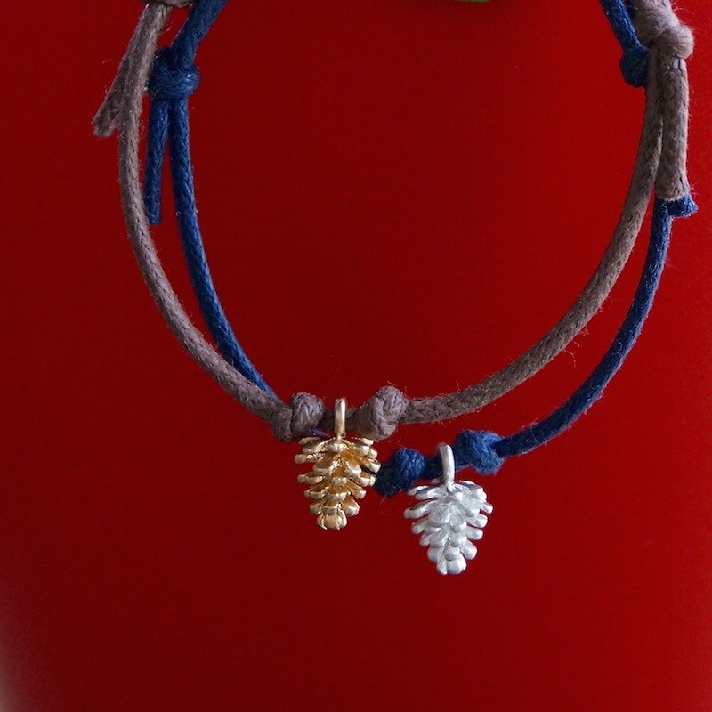 ITS-B808 [Minimal series, Christmas greetings] 1 Christmas gift wax rope bracelet. - Bracelets - Other Metals Gray