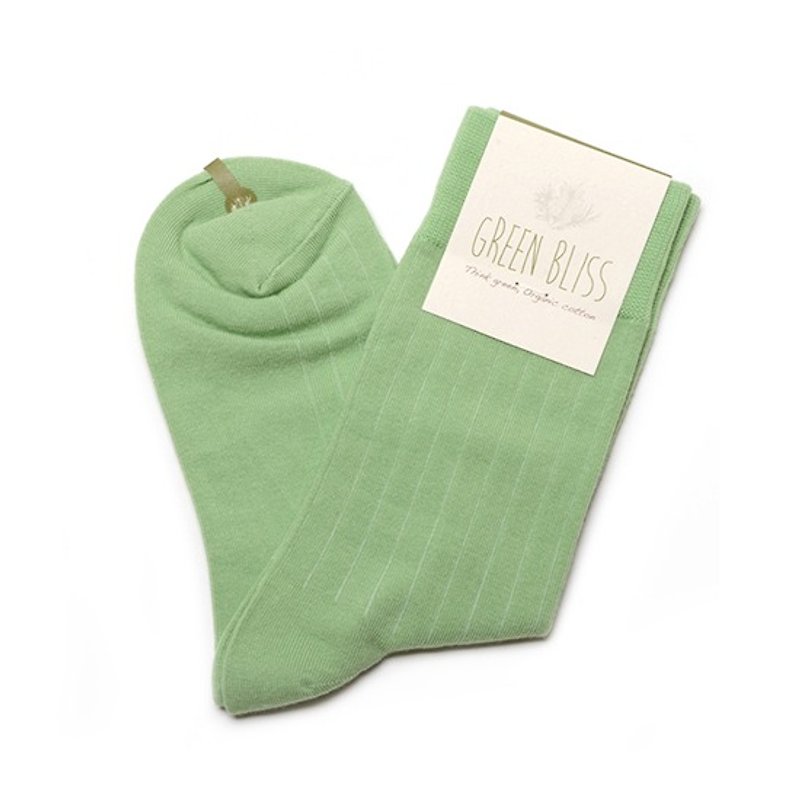 Organic Cotton Socks - Plain Embossed Amazon Sprout Green Green Socks (Men/Female) - ถุงเท้า - ผ้าฝ้าย/ผ้าลินิน 