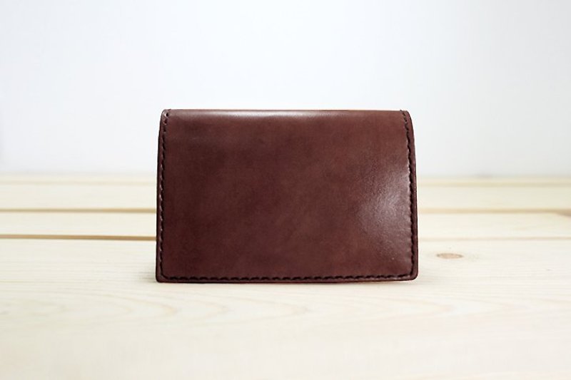 【 LION's 】手工皮革 皮件-- 復古簡約款 真皮名片夾 (客製訂做) - Folders & Binders - Genuine Leather Brown