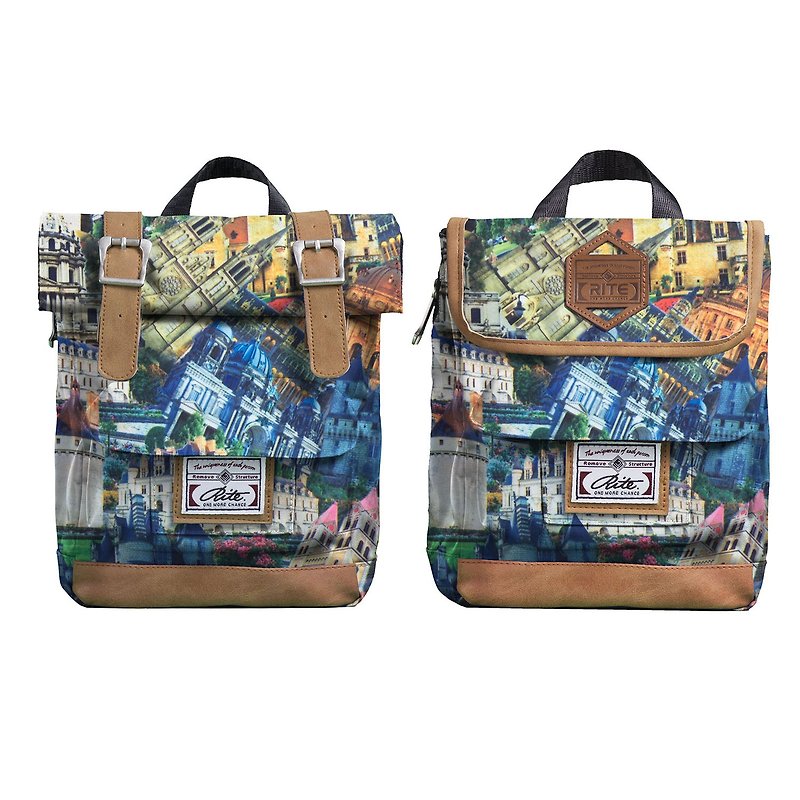 RITE twin package ║ flight bag x vintage bag (XS) - City mark color ║ - Messenger Bags & Sling Bags - Waterproof Material Multicolor