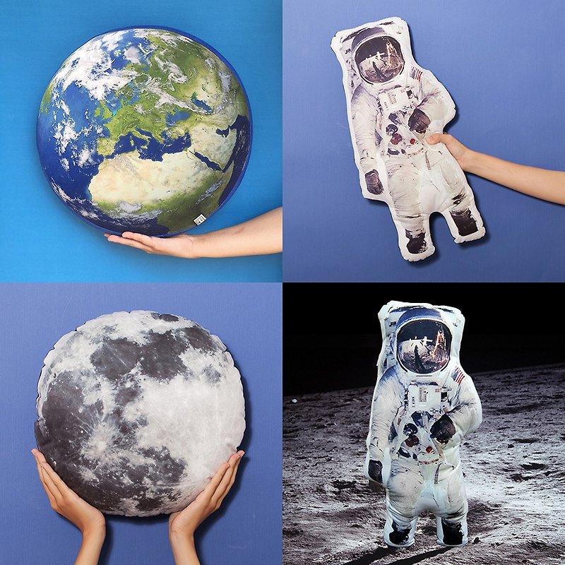 宇宙飛行士 / 月 / 地球の枕 - 枕・クッション - その他の素材 グレー