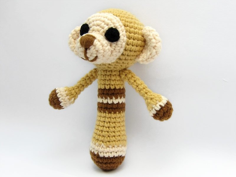 幸せな猿赤ちゃんガラガラに触発されたおもちゃ - 知育玩具・ぬいぐるみ - アクリル ブラウン