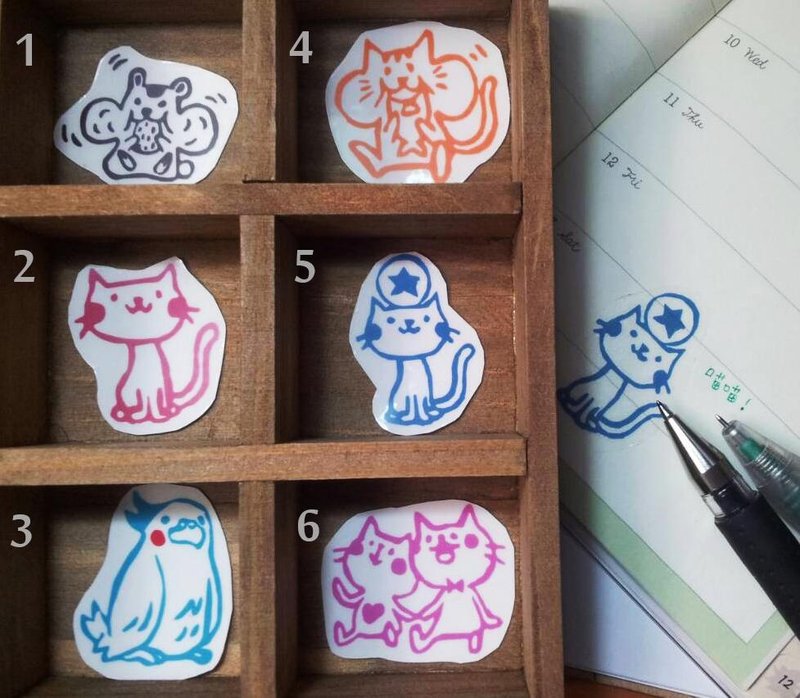 動物系列 手剪貼紙(一組六入) - 貼紙 - 塑膠 藍色