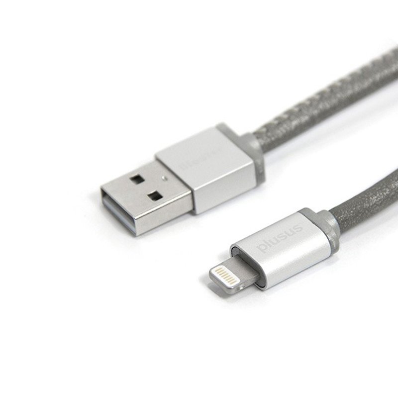 [フーLipin] PlusUs雷 -  USB転送1Mファッション月明かりの森 - 充電器・USBコード - 革 シルバー