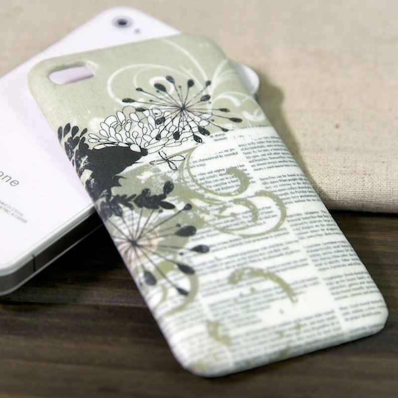 iPhone 4s 背包外殼：白銀花語 - 手機殼/手機套 - 防水材質 白色
