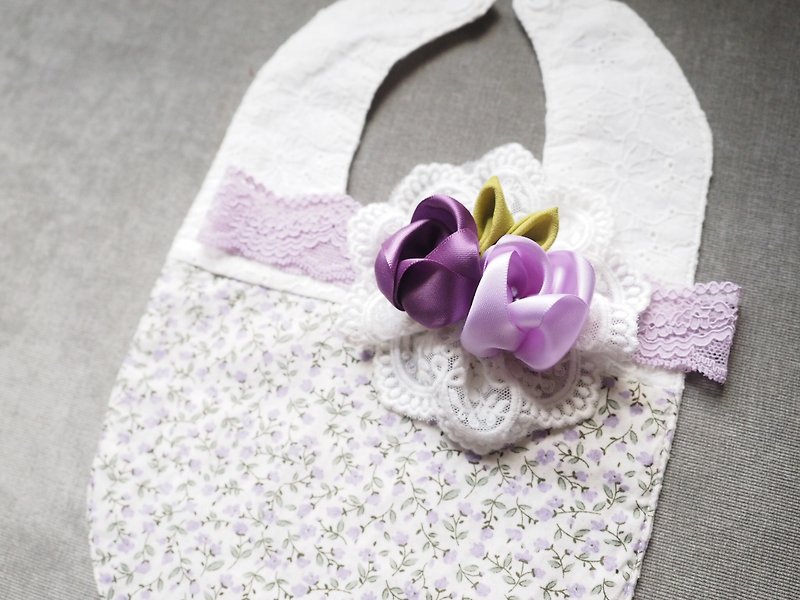 Sunflower scarves and hand-made baby hairpin Set - ผ้ากันเปื้อน - วัสดุอื่นๆ สีม่วง