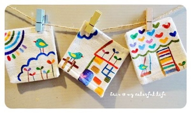Hand-painted cloth coaster - Coasters - Acrylic Multicolor