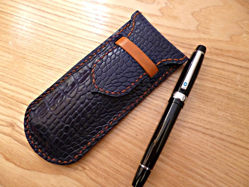 POPO│ royal blue pencil │ │ container cow leather - Pencil Cases - Genuine Leather Blue