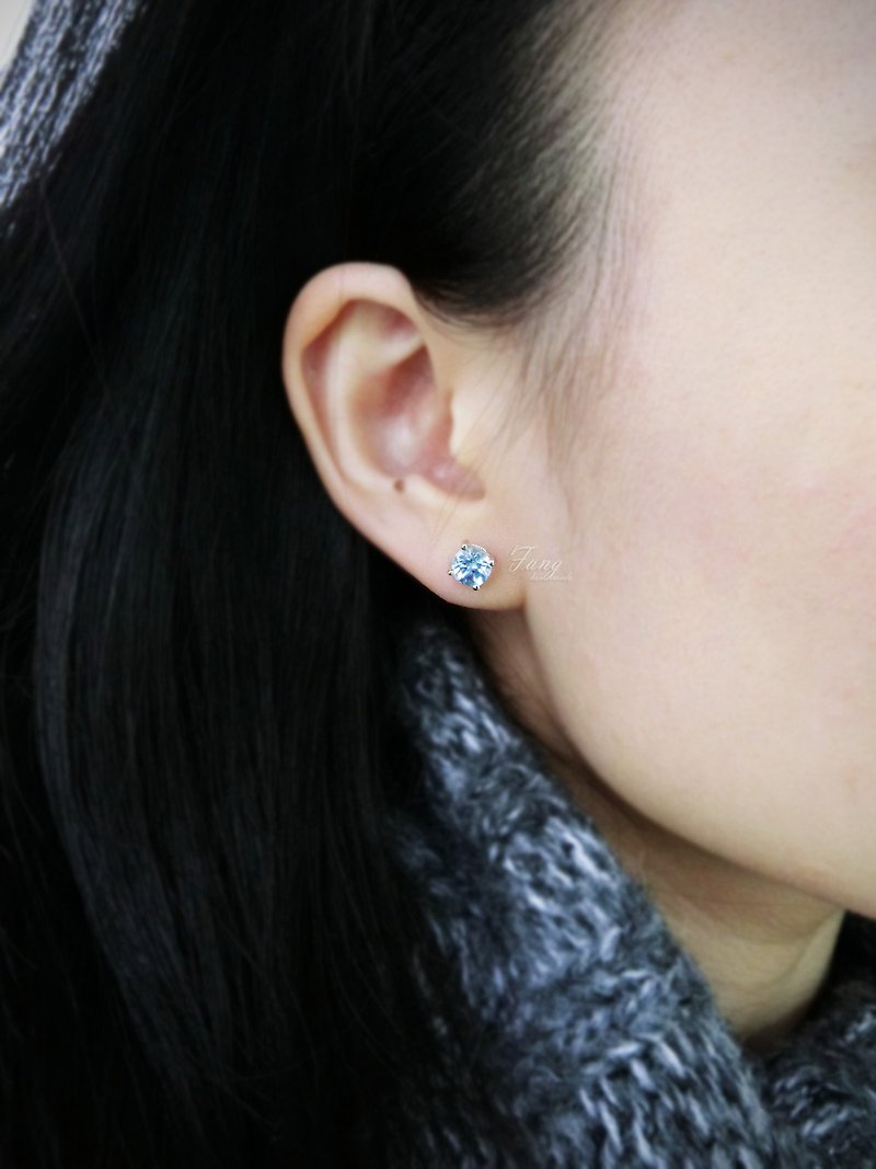 【Stone Sterling Silver Earrings】 - ต่างหู - เครื่องเพชรพลอย สีน้ำเงิน