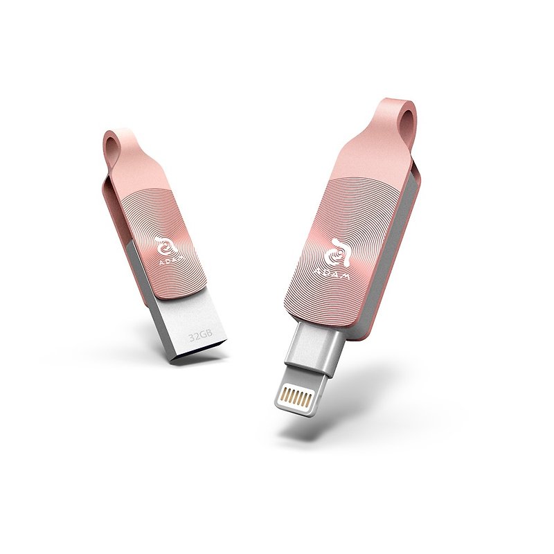 [福祉] iKlips DUO + 32GBアップルiOS USB3.1双方向フラッシュドライブはゴールドローズ - USBメモリー - 金属 ピンク