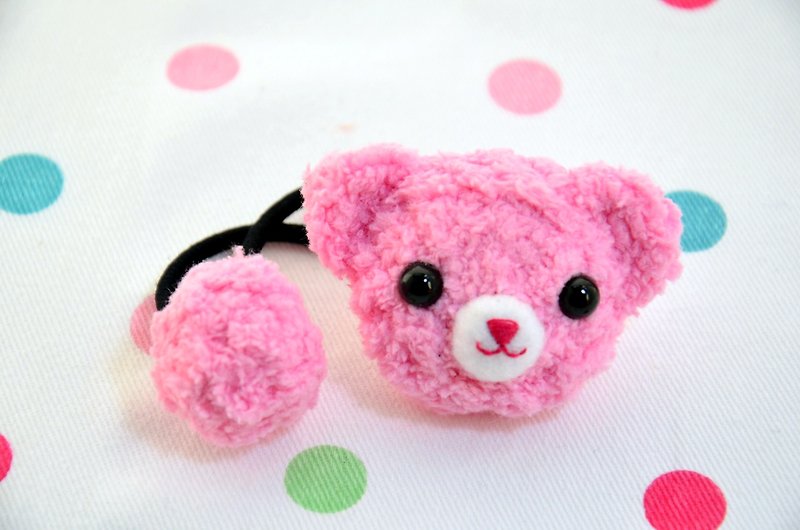 毛線編織軟綿綿髮束 － 小熊 - 圍兜/口水巾 - 其他材質 粉紅色