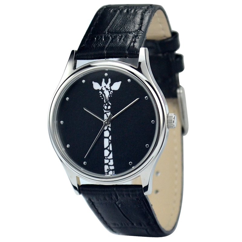 Giraffe Watch (Black and White)-Unisex Design-Free Shipping Worldwide - Women's Watches - Other Metals Gray