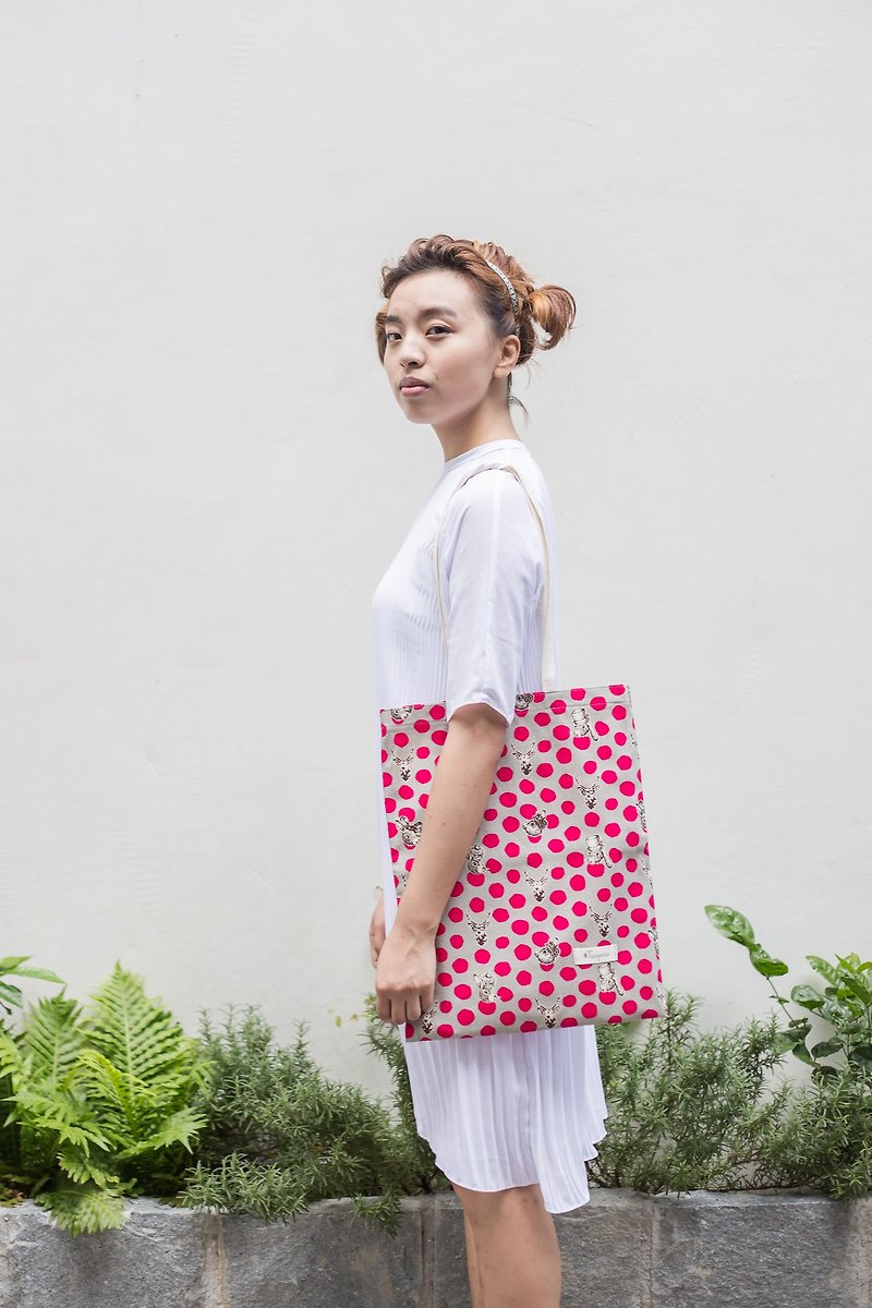 Exclusive Simple Handbag Shoulder Bag Canvas Bag :: Dreamland Forest (Gray x Peach)::: [Revised, please inbox designer before placing an order] - Messenger Bags & Sling Bags - Other Materials 
