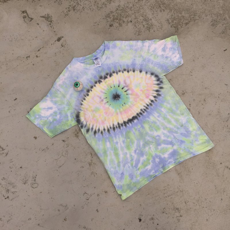 Tie dye/T-shirt/Garment/Men/Women - เสื้อฮู้ด - ผ้าฝ้าย/ผ้าลินิน สีน้ำเงิน