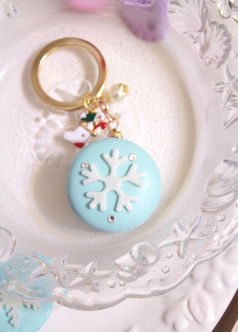 - Handmade Christmas Waltz -2015 ~ sided snowflake diamond Macaron key ring (not engraved paragraph) - Other - Clay Multicolor