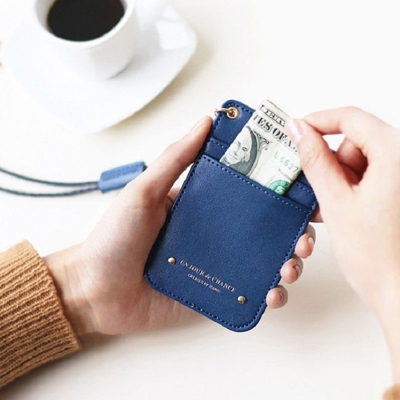 Iconic - city yacht card holder (with neck strap) - navy blue, ICO83191 - ID & Badge Holders - Genuine Leather Blue