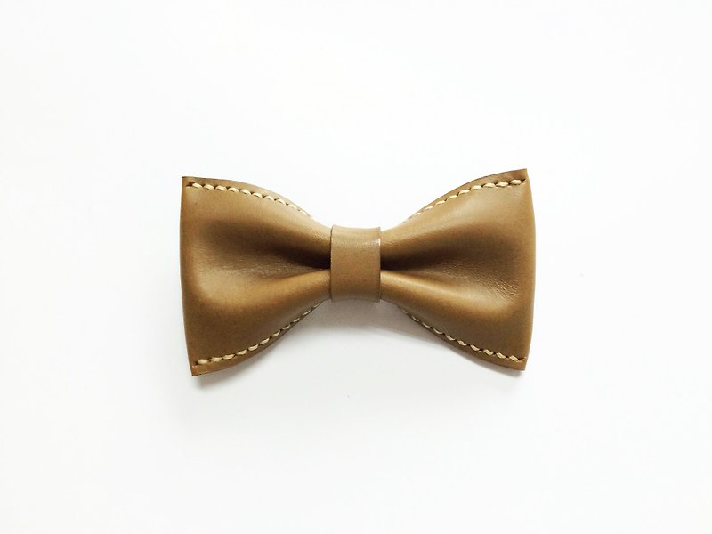 Italian vegetable tanned leather brown pot Bowtie - Ties & Tie Clips - Genuine Leather Brown