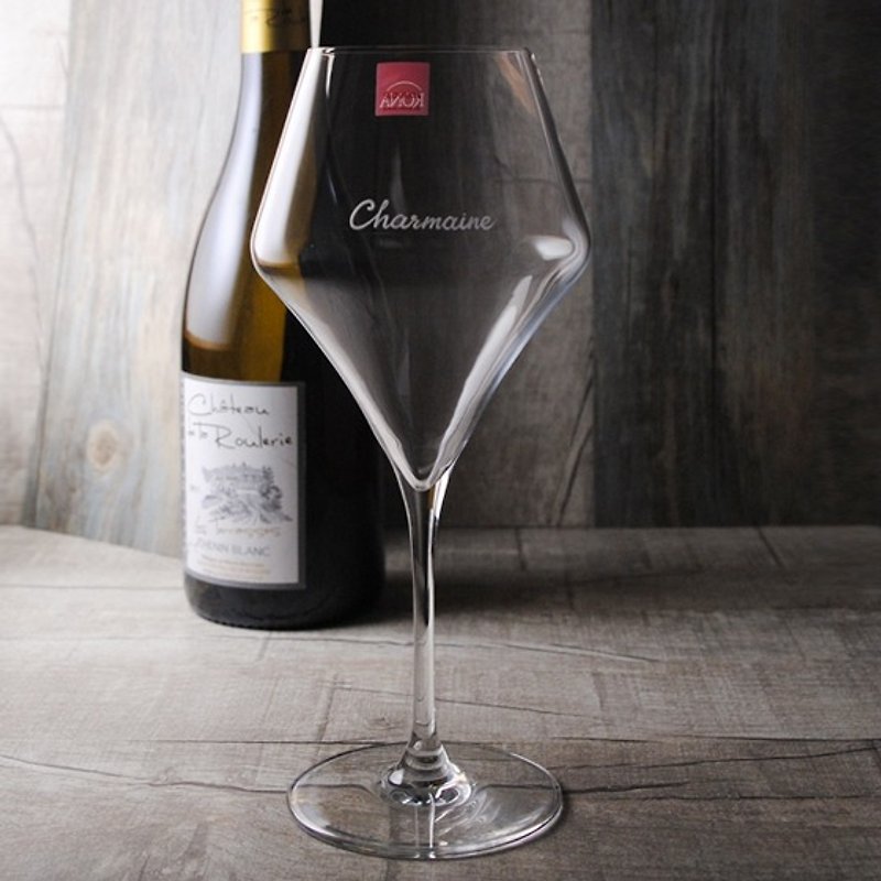 500cc [RONA Vium Cone Cup] Bardeaux Bordeaux Cup 無鉛クリスタルガラス彫刻 カスタマイズ - ワイングラス・酒器 - ガラス グレー